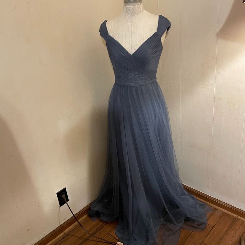 SORELLA VITA Grey Tulle Mesh Long GOWN DRESS US 10